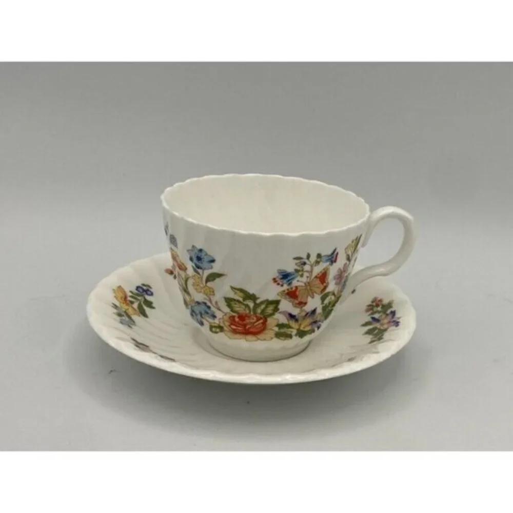 Aynsley Cottage Garden Teacup Cup & Saucer Set‎ (s) Flowers Butterflies